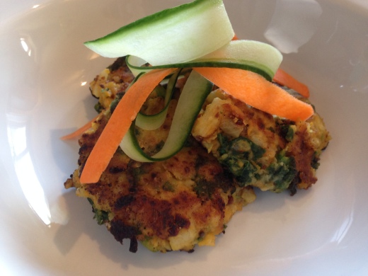 Indian spiced Cauliflower and kale fritters