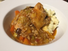 Herby chicken casserole with winter veg and pearl barley